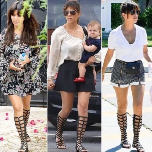 Stuart Weizmann Gladiator Black Napa Leather stretch boots - Picture 10 of 11